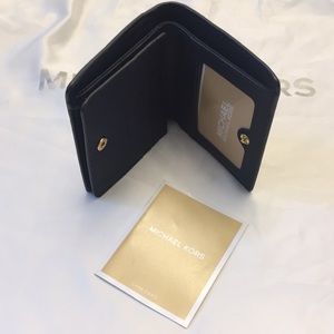 Michael Kors Navy Leather Compact Wallet